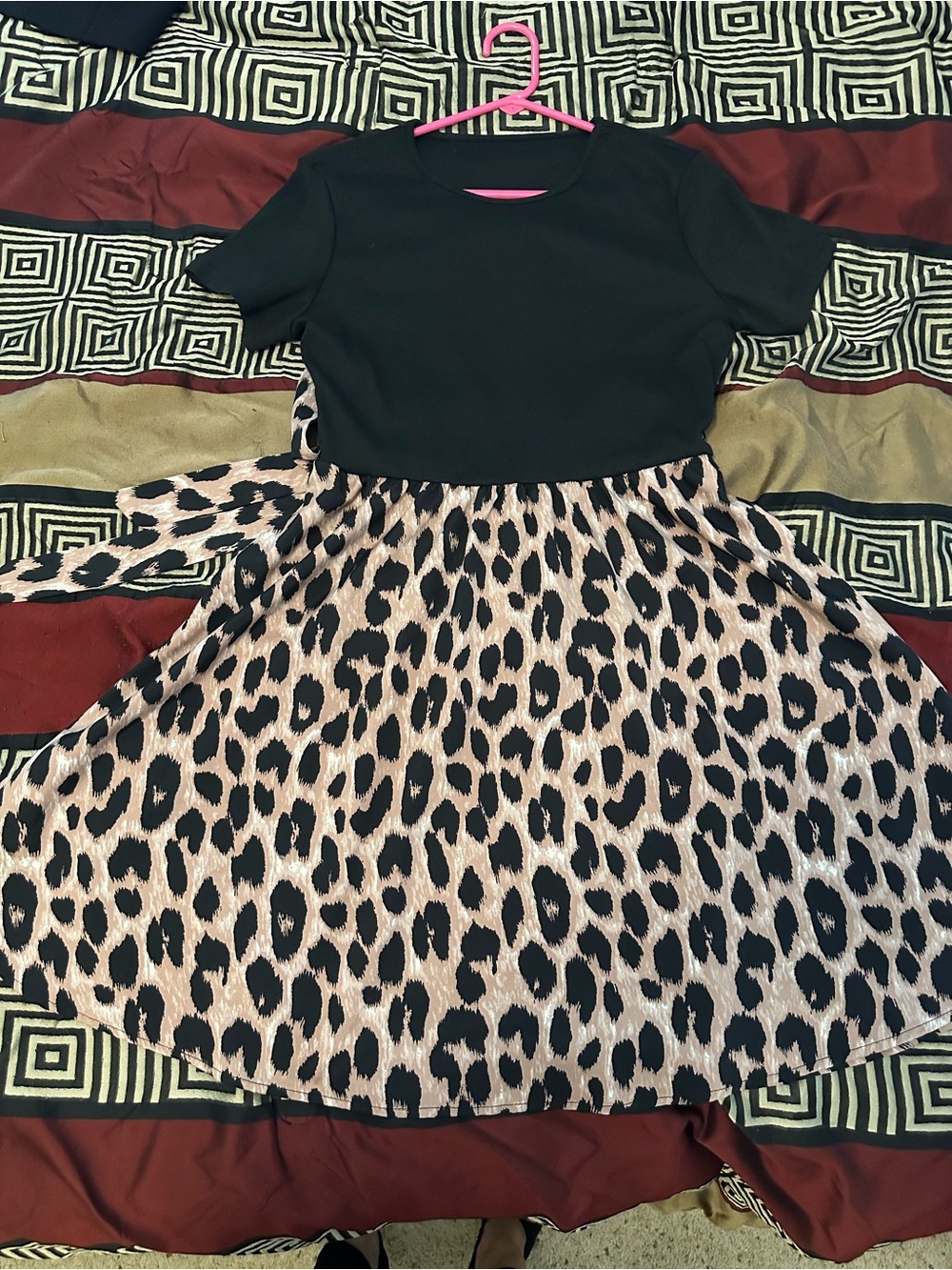 Black Cheetah Printed Dress